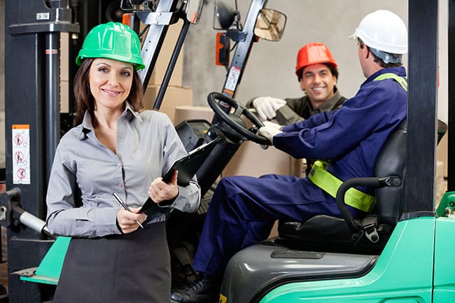 forklift driver and female supervisor