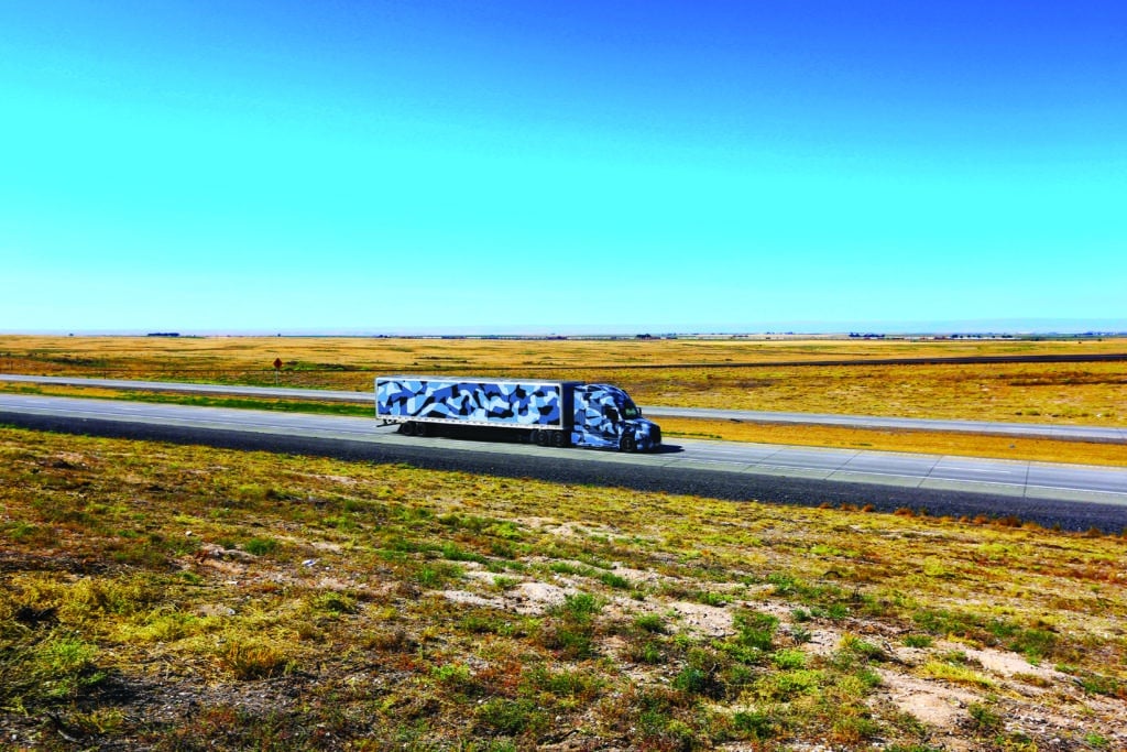 Freightliner Cascadia on the road.