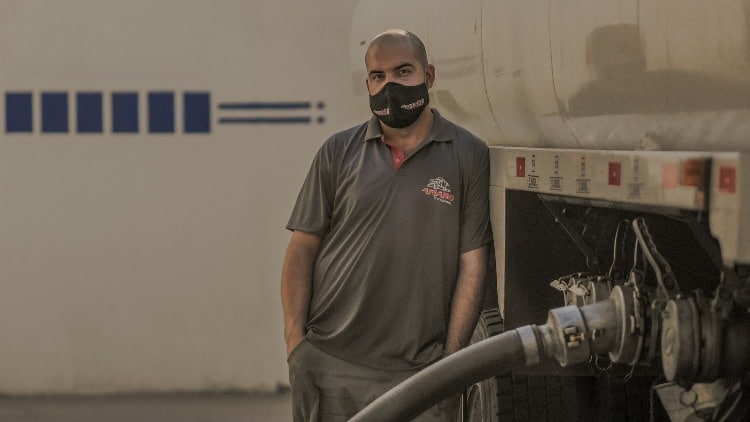 truck driver with mask