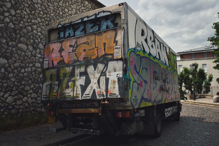 truck with graffiti