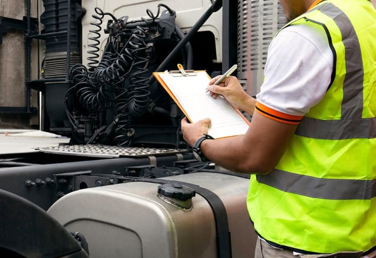 inspecting truck