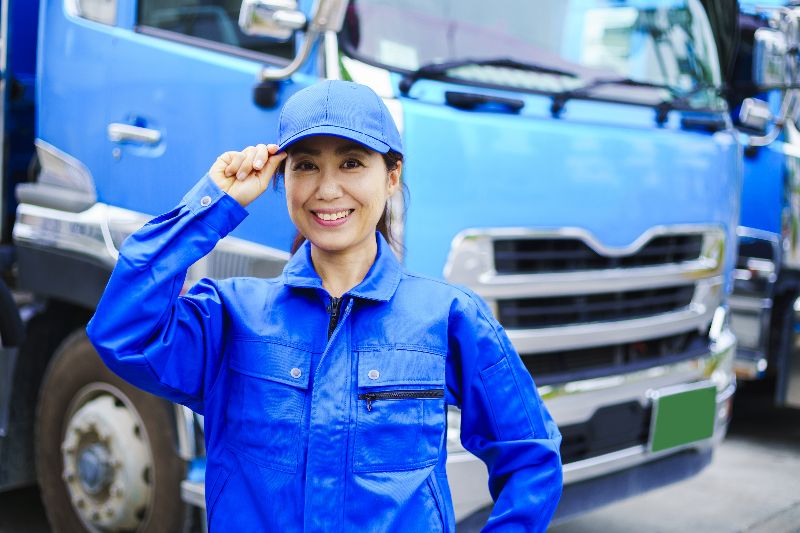 female asian truck driver