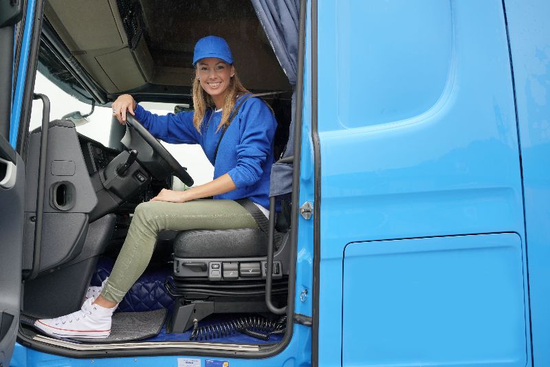 young female truck driver