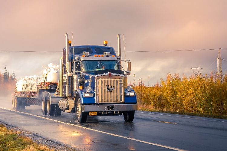 flatbed truck transporting goods