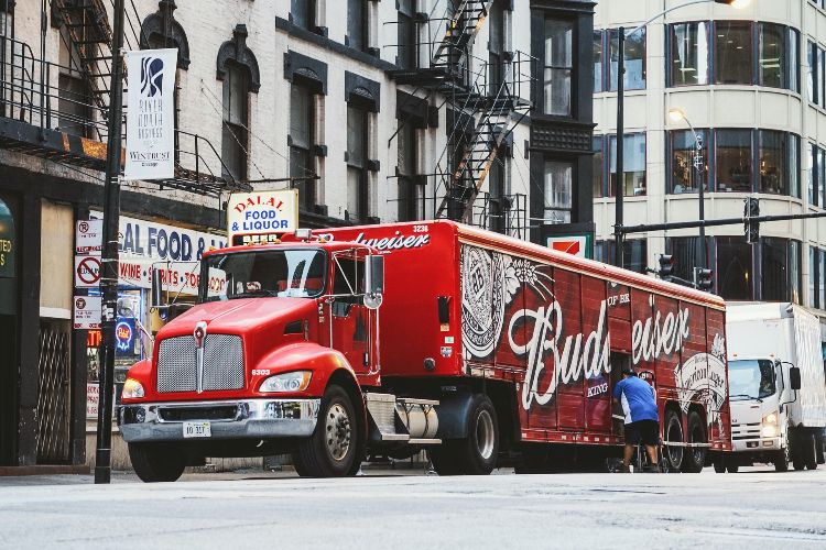 Budweiser truck making delivery