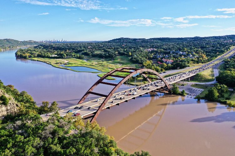 cars and trucks on pennybacker bridge, austin