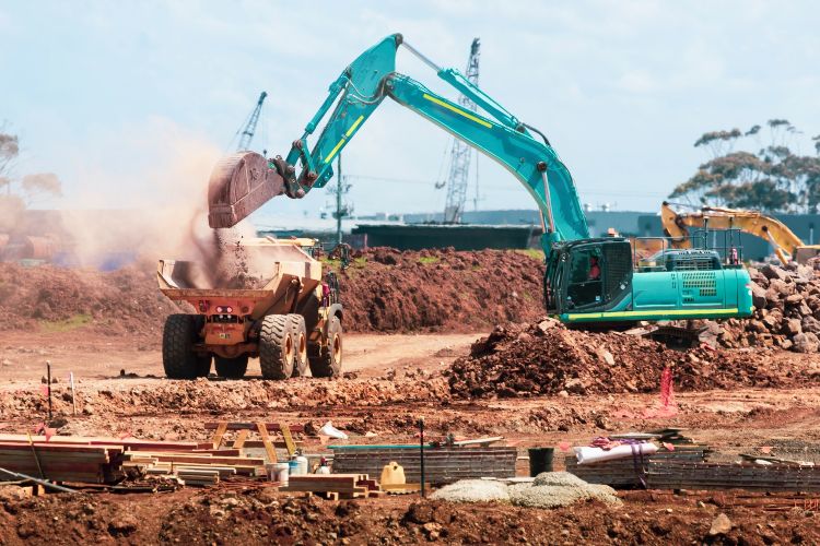 dump truck in construction site