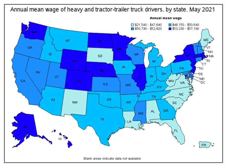 annual mean wage truck driver