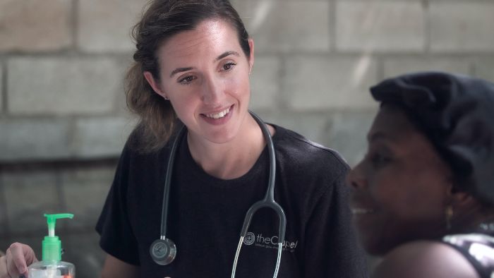 female doctor wearing a stethoscope