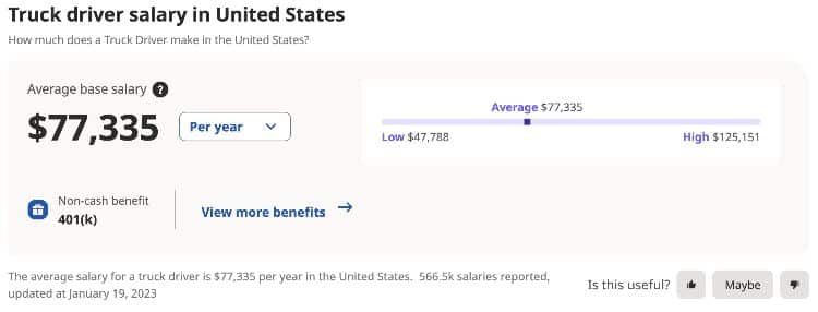 truck driver salary 2023