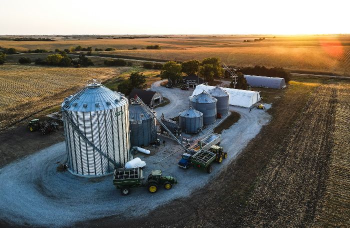 trucks on nebraska farm