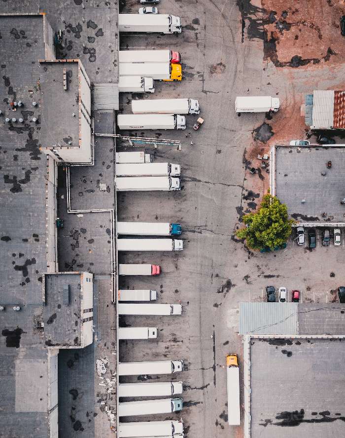 trucks at a loading facility