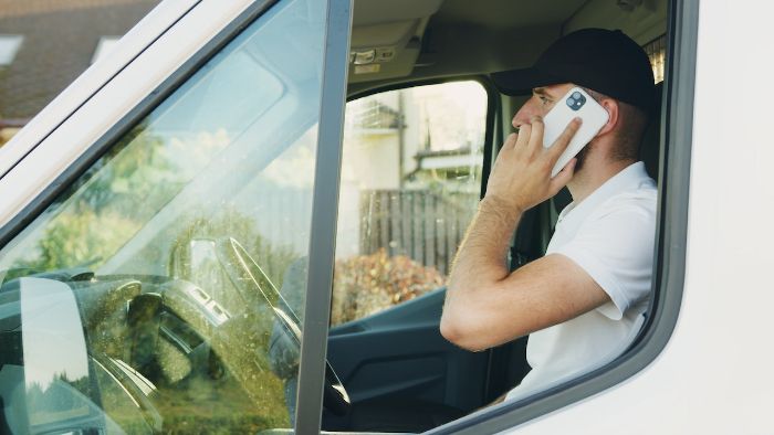 trucker on his phone