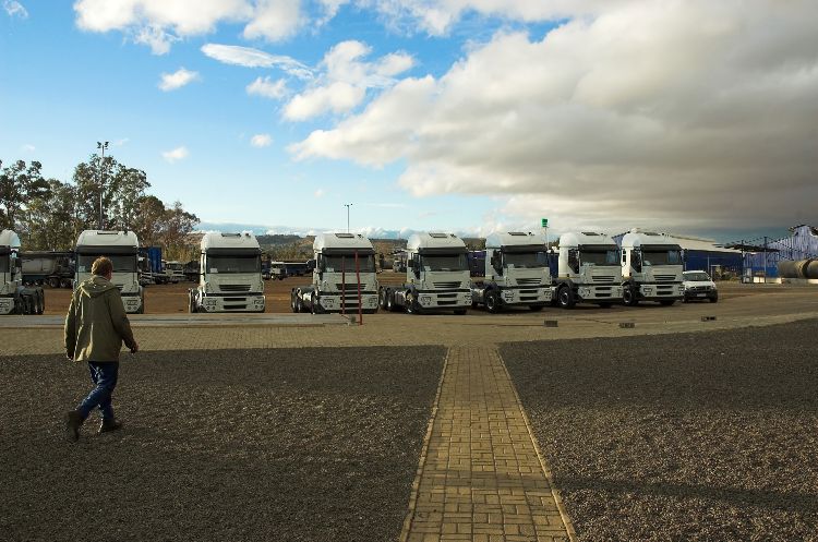 truck driver walking in truck yard