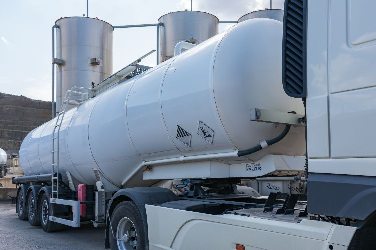 tanker truck carrying hazardous material