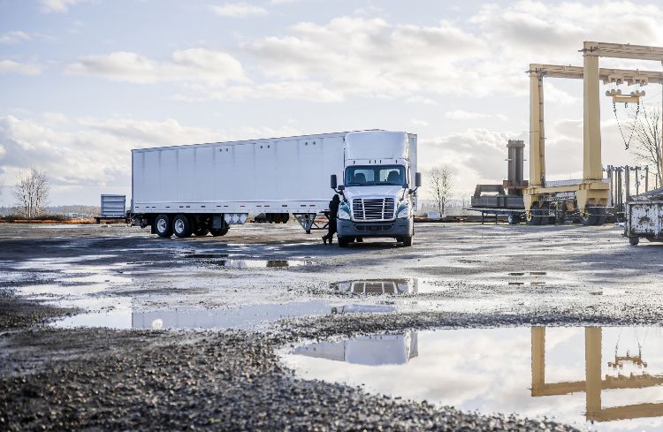 truck driver waiting for commercial cargo